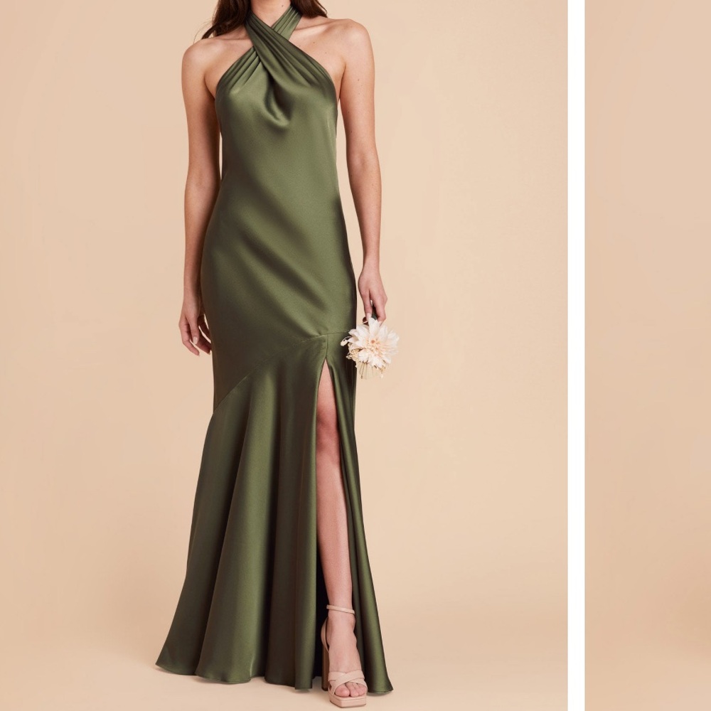 Matte satin olive dress (bridesmaid or black tie)